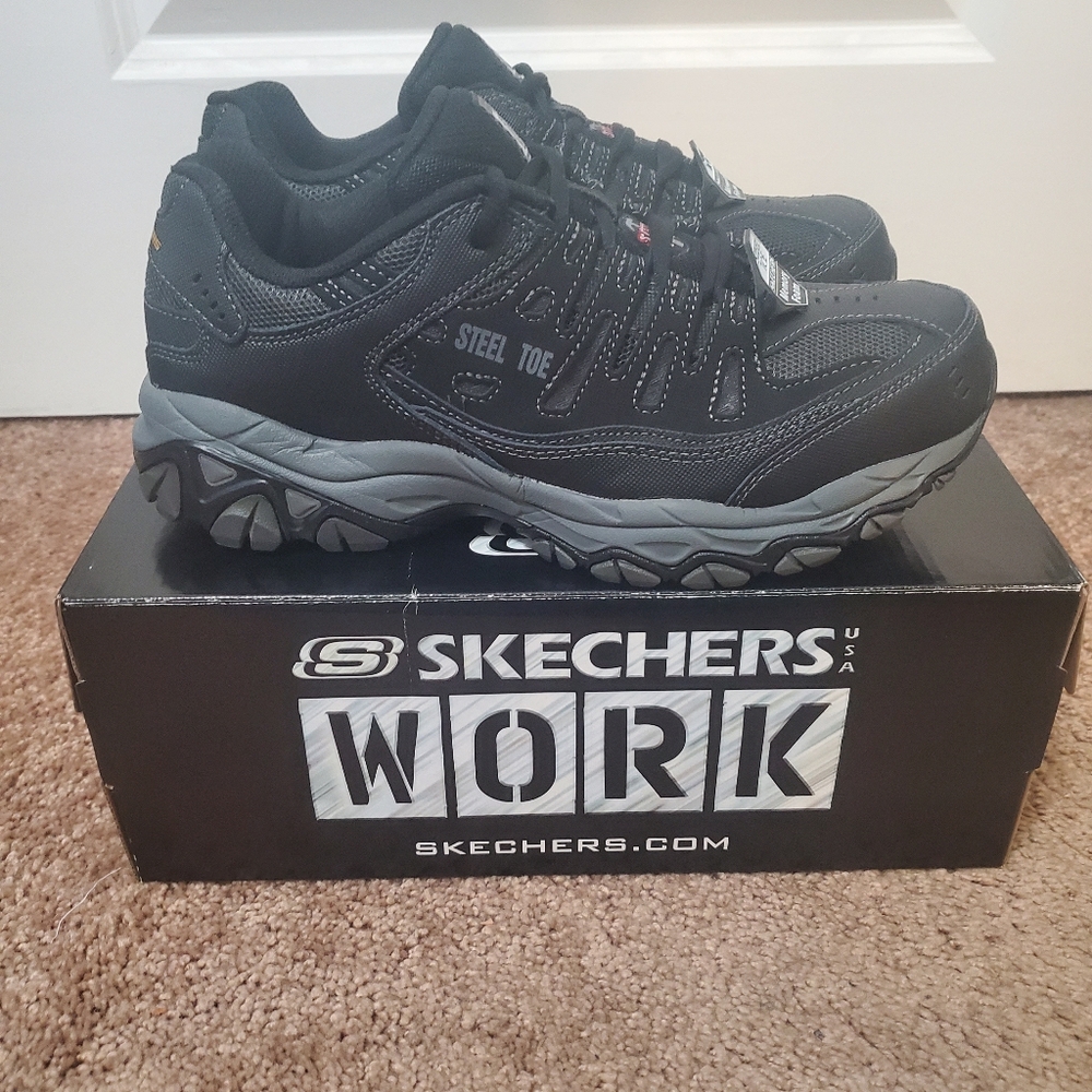 Skechers Black and Gray Sneakers with Supportive Sole
